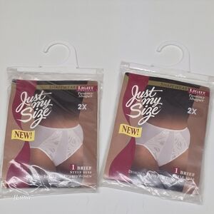 Vintage Just My Size Shapewear Light Control Tummy Shaper White Set of 2 Size 2X